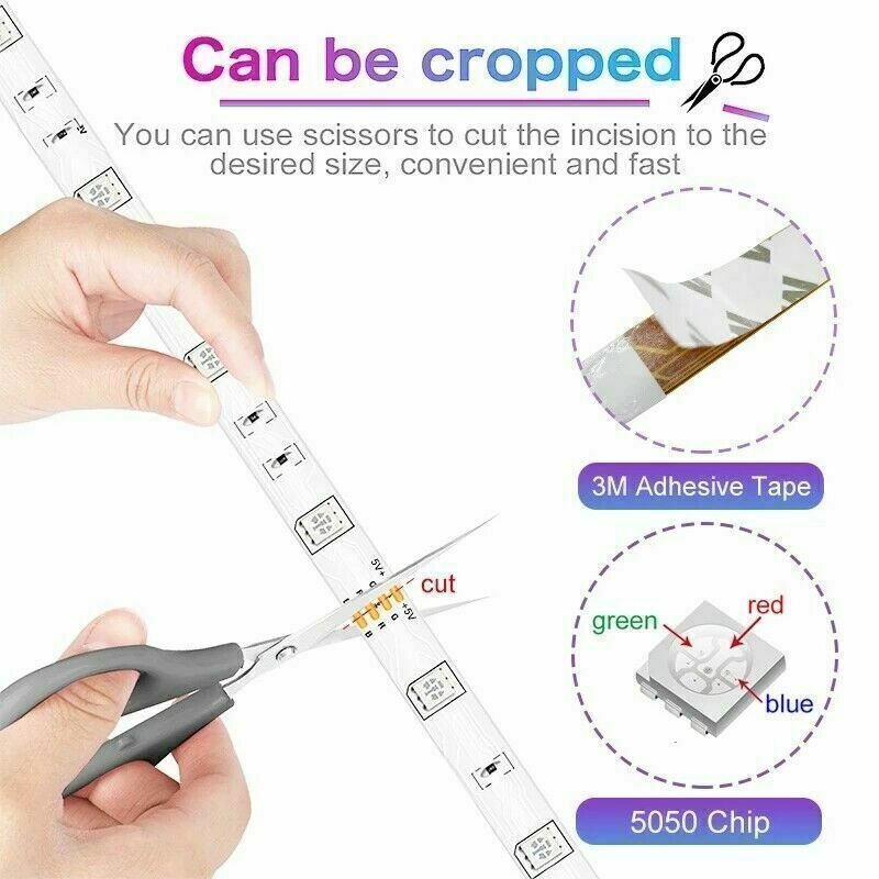 Bluetooth RGB LED Strip Lights – Music Sync, Remote Control, Room & TV Backlight
