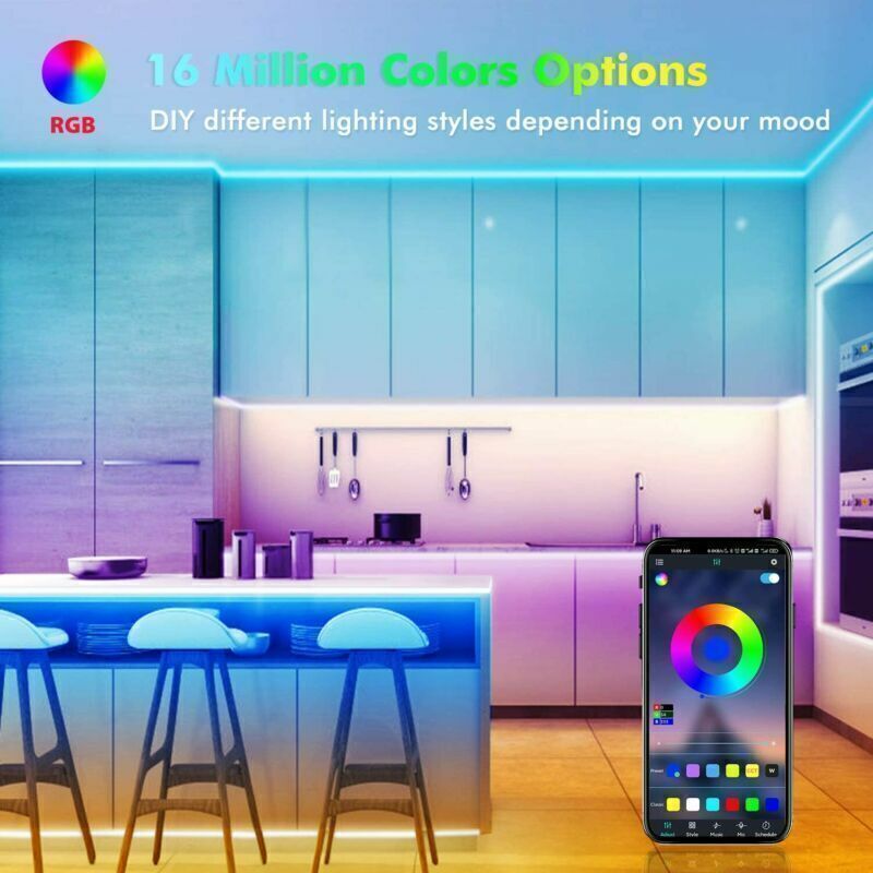 Bluetooth RGB LED Strip Lights – Music Sync, Remote Control, Room & TV Backlight