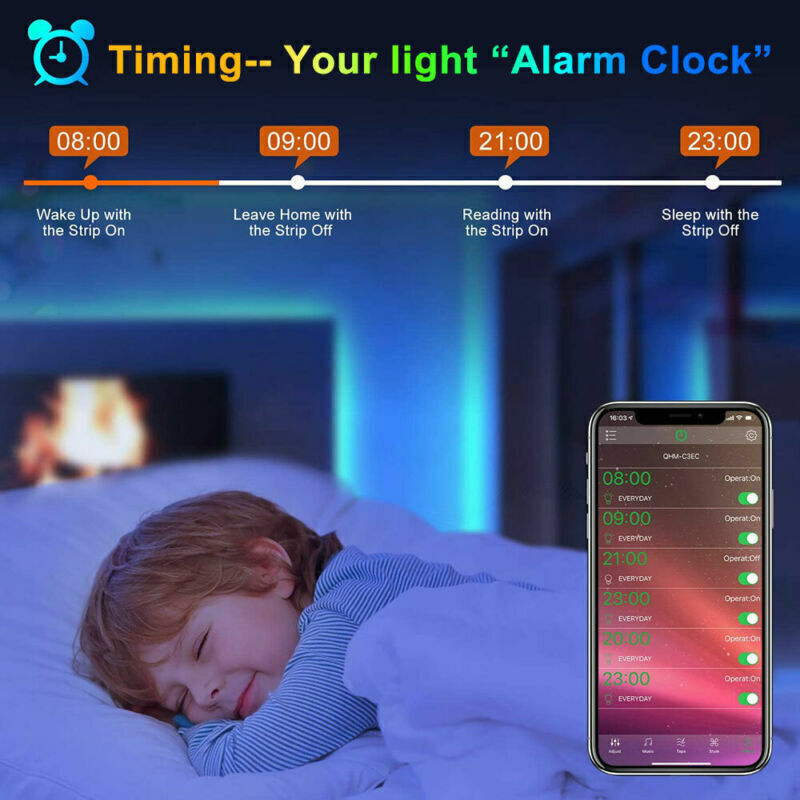 Bluetooth RGB LED Strip Lights – Music Sync, Remote Control, Room & TV Backlight