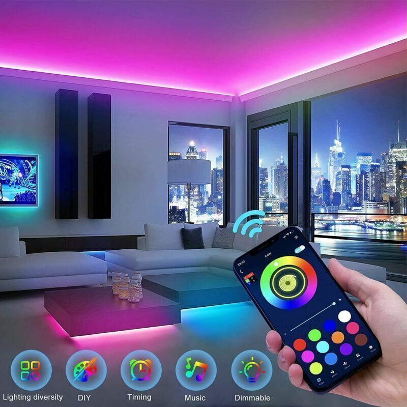 Bluetooth RGB LED Strip Lights – Music Sync, Remote Control, Room & TV Backlight