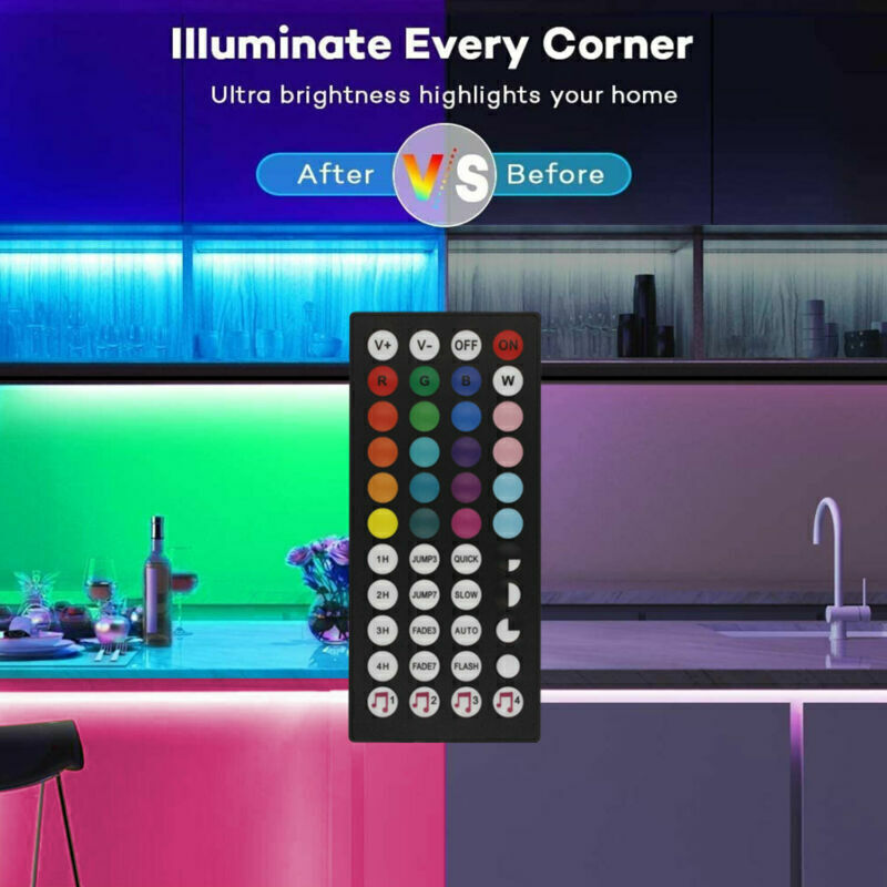 Bluetooth RGB LED Strip Lights – Music Sync, Remote Control, Room & TV Backlight